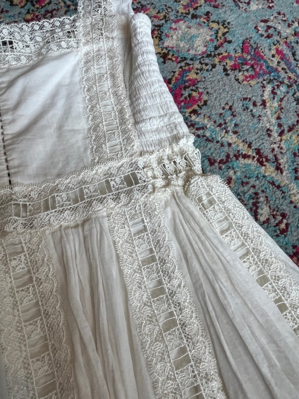 We the Free people 100% cotton White Lace-Trim Mini Dress - Picture 7 of 8